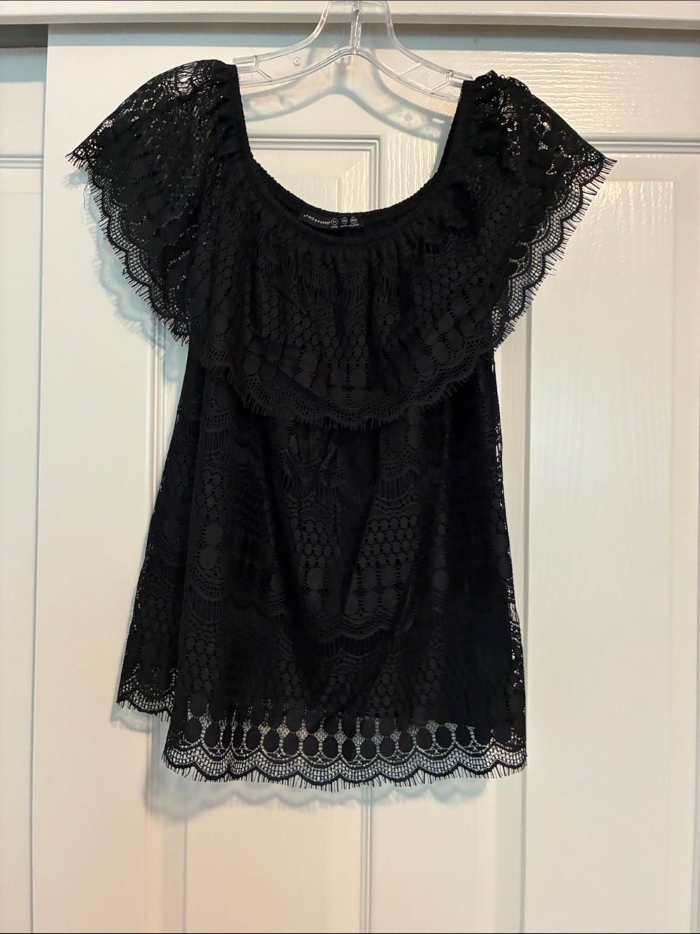 Atmosphere Black Lace Off-Shoulder Women's Top